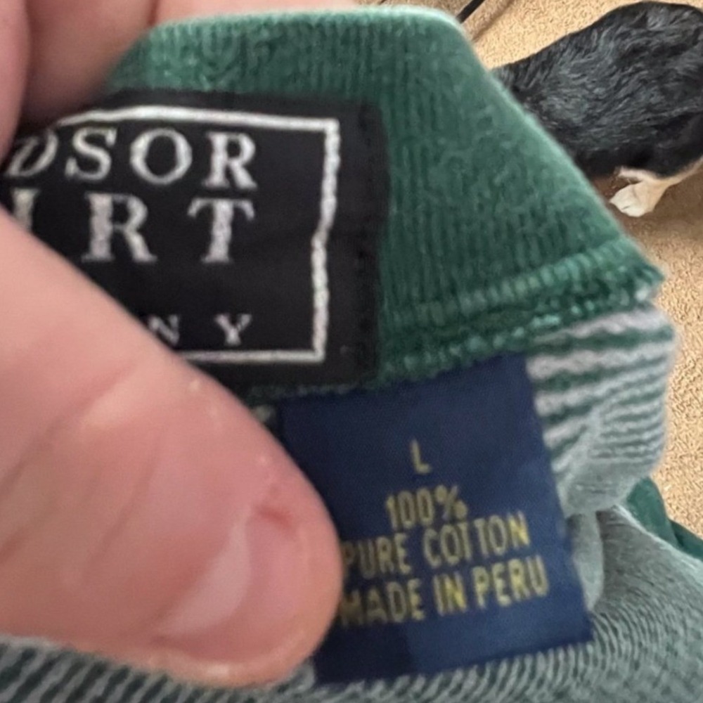 Windsor Shirt Company Green Striped Cropped Sweatshirt Cotton Crew Neck Large - Picture 2 of 8